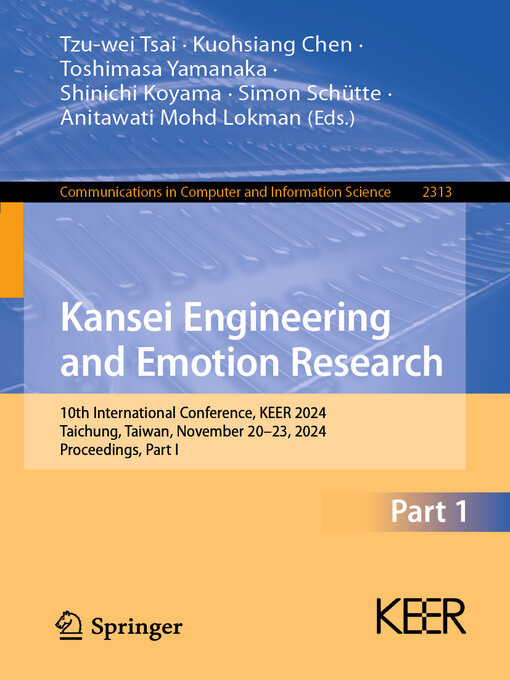 Title details for Kansei Engineering and Emotion Research by Tzu-wei Tsai - Available